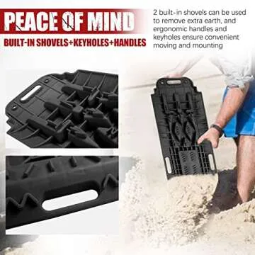 BUNKER INDUST Offroad Traction Boards with Jack Lift Base, Mud Sand Tracks Snow Tire Traction Mat Recovery Ramp for 4X4 Jeep Truck SUV ATV UTV Pair Black Traction Pads