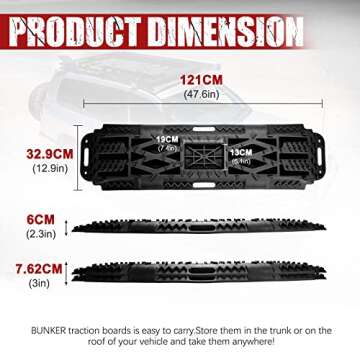 BUNKER INDUST Offroad Traction Boards with Jack Lift Base, Mud Sand Tracks Snow Tire Traction Mat Recovery Ramp for 4X4 Jeep Truck SUV ATV UTV Pair Black Traction Pads