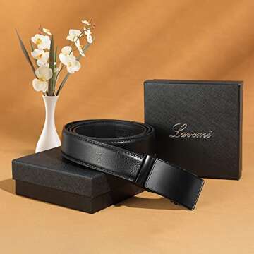 Lavemi Men's Real Leather Ratchet Belt, Custom Fit, Gift-Ready