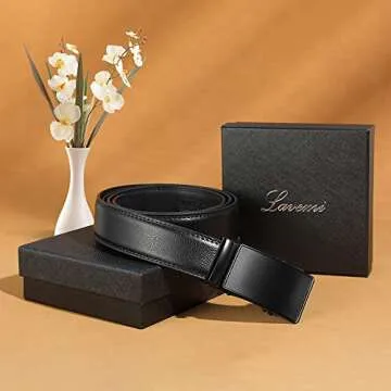 Lavemi Men's Real Leather Ratchet Belt, Custom Fit, Gift-Ready