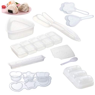 Fairman Sushi Maker, Sushi DIY Mold Set - Super Easy Sushi Making Kit, White and Translucent (12 Pie...
