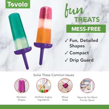 Tovolo Popsicle Molds with Sticks (6-Pack, Star Pop) - Reusable Ice Pop Molds & Sticks for Homemade Flavored Ice Pops & Frozen Snacks - Popsicle Maker with Stand, Dishwasher Safe & BPA-Free - Purple