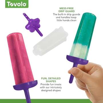 Tovolo Popsicle Molds with Sticks (6-Pack, Star Pop) - Reusable Ice Pop Molds & Sticks for Homemade Flavored Ice Pops & Frozen Snacks - Popsicle Maker with Stand, Dishwasher Safe & BPA-Free - Purple