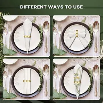 Stainless Steel Napkin Rings Metal Napkin Ring Holders Modern Serviette Buckles Metallic Adornment for Table Settings Kitchen Dinner Party Wedding(20 Pcs,Matte Gold Semicircle)