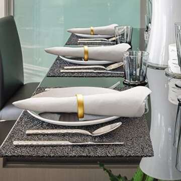 Stainless Steel Napkin Rings Metal Napkin Ring Holders Modern Serviette Buckles Metallic Adornment for Table Settings Kitchen Dinner Party Wedding(20 Pcs,Matte Gold Semicircle)