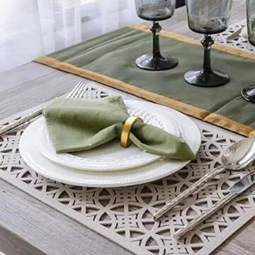 Stainless Steel Napkin Rings Metal Napkin Ring Holders Modern Serviette Buckles Metallic Adornment for Table Settings Kitchen Dinner Party Wedding(20 Pcs,Matte Gold Semicircle)