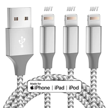 iPhone Charger 3pack 10FT Apple MFi Certified Long Lightning Cable Fast Charging High Speed Data Syn...