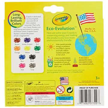 Crayola 758114552570 Broad Line Markers, Classic Colors 10 Each (Pack of 24), Case of 24 no, Count