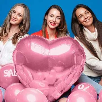 4 Pieces 32 Inches Large Heart Shaped Balloons Huge Metallic Red Foil Balloons Love Balloons for Valentine's Day Wedding Engagement Anniversary Party Favor Decorations (Pink)