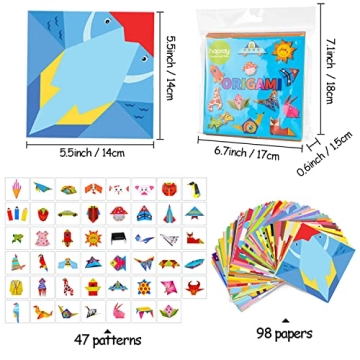 hapray Origami Kit for Kids 5-12 with 98 Vibrant Sheets