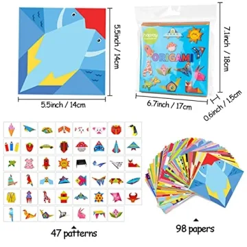 hapray Origami Kit for Kids 5-12 with 98 Vibrant Sheets