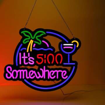 Ultrathin Its 5 00 O'clock Some Where Neon Sign Art Wall Lights for Bedroom Windows Glass Hotel Pub ...