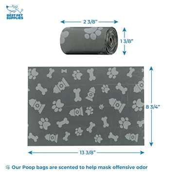 Best Pet Supplies Dog Poop Bag Holder Leash Attachment with 30 Bags, Reusable Dispenser for Travel, Walking, Park, and Outdoor Use, Durable with Clip-On - Gray, Pack of 2