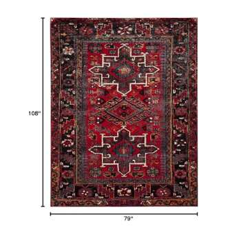 SAFAVIEH Vintage Hamadan Collection Area Rug - 6'7" x 9', Red & Multi, Oriental Traditional Persian ...