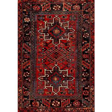 SAFAVIEH Vintage Hamadan Collection Area Rug - 6'7" x 9', Red & Multi, Oriental Traditional Persian Design, Non-Shedding & Easy Care, Ideal for High Traffic Areas in Living Room, Bedroom (VTH211A)