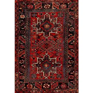SAFAVIEH Vintage Hamadan Collection Area Rug - 6'7" x 9', Red & Multi, Oriental Traditional Persian Design, Non-Shedding & Easy Care, Ideal for High Traffic Areas in Living Room, Bedroom (VTH211A)