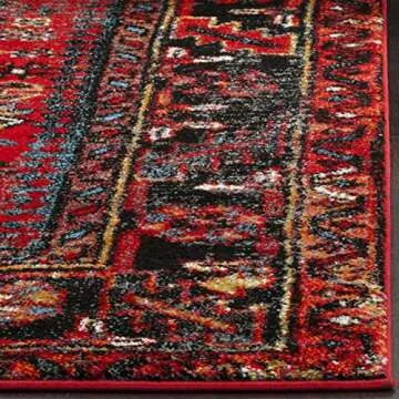 SAFAVIEH Vintage Hamadan Collection Area Rug - 6'7" x 9', Red & Multi, Oriental Traditional Persian Design, Non-Shedding & Easy Care, Ideal for High Traffic Areas in Living Room, Bedroom (VTH211A)