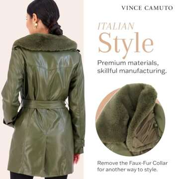 Vince Camuto Faux Leather Trench Coat for Women Winter