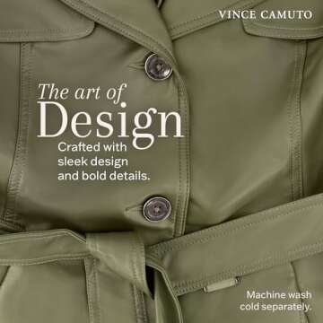 Vince Camuto Faux Leather Trench Coat for Women Winter