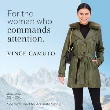 Vince Camuto Faux Leather Trench Coat for Women Winter