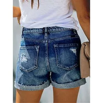 Chic Ripped Denim Jean Shorts for Women - Angerella