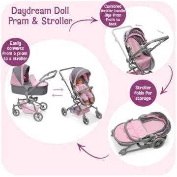 Badger Basket Daydream Multi-Function Doll Pram Stroller