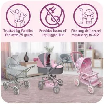 Badger Basket Daydream Multi-Function Doll Pram Stroller