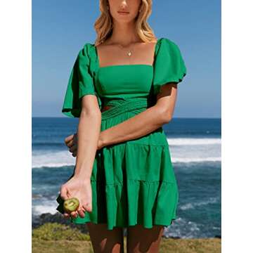 ANRABESS Women 2023 Spring Dress Summer Casual Cutout Square Neck Short Sleeve A-Line Sexy Party Gradution Dress Babydoll Short Mini Dresses 925chunlv-M