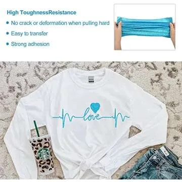 SGHUO 12 Pack Glitter HTV Heat Transfer Vinyl 12"x10" - 10 Assorted Colors Iron on Vinyl Sheets, Heat Press Vinyl and 1 Teflon Sheet for T-Shirts Work, Silhouette Cameo