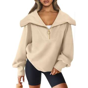 EFAN Women's Quarter Zip Pullover Sweaters - Cozy Fall Fashion