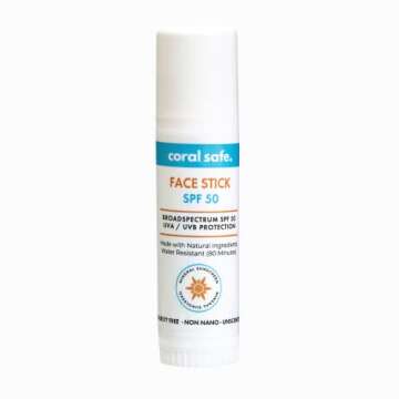 Reef Safe Sunscreen SPF 50 Facestick - Biodegradable, Hawaii & Mexico Approve, Zinc, Vitamin E, Oxyb...