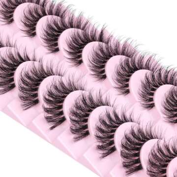 Natural Lashes Clear Band Faux Mink Eyelashes Wispy Cat Eye Lashes Fluffy 16mm False Lashes That Loo...