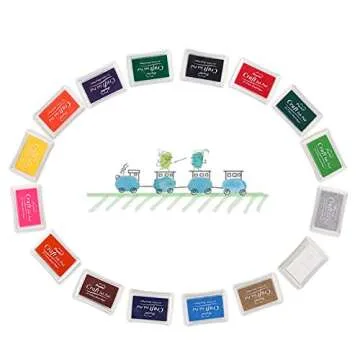 XoreArt Finger Ink Pads for Kids Washable Craft Ink Stamp Pads, 16 Color DIY for Rubber Stamps, Paper, Scrapbooking, Wood Fabric, Best Gift for Kids