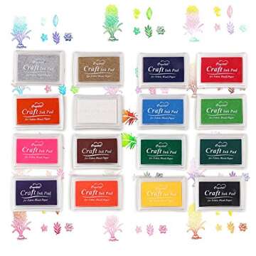 XoreArt Finger Ink Pads for Kids Washable Craft Ink Stamp Pads, 16 Color DIY for Rubber Stamps, Paper, Scrapbooking, Wood Fabric, Best Gift for Kids