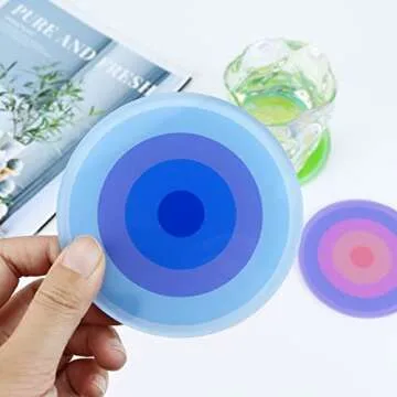 Coasters for Trinks 4 Pcs Acrylic Coasters, Round Drink Coasters Gradient Cup Coaster Funny Coasters for Table Protection, Coffee Table, Kitchen(Blue&Purple)