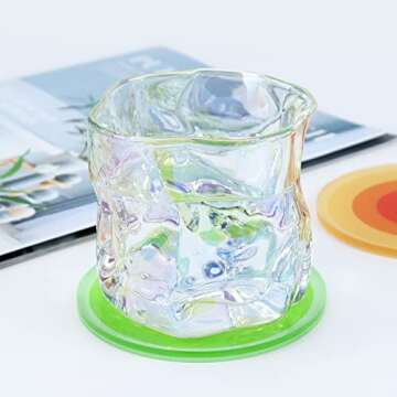 Coasters for Trinks 4 Pcs Acrylic Coasters, Round Drink Coasters Gradient Cup Coaster Funny Coasters for Table Protection, Coffee Table, Kitchen(Blue&Purple)