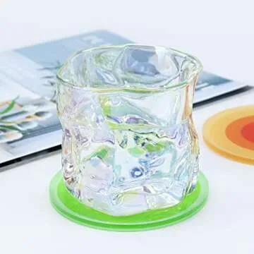 Coasters for Trinks 4 Pcs Acrylic Coasters, Round Drink Coasters Gradient Cup Coaster Funny Coasters for Table Protection, Coffee Table, Kitchen(Blue&Purple)