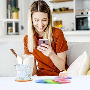 Coasters for Trinks 4 Pcs Acrylic Coasters, Round Drink Coasters Gradient Cup Coaster Funny Coasters for Table Protection, Coffee Table, Kitchen(Blue&Purple)