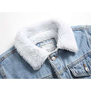 LZLER Men's Fleece Jean Jacket Winter Cotton Sherpa Lined Denim Fur Trucker Jacket(805,Light Blue,L)