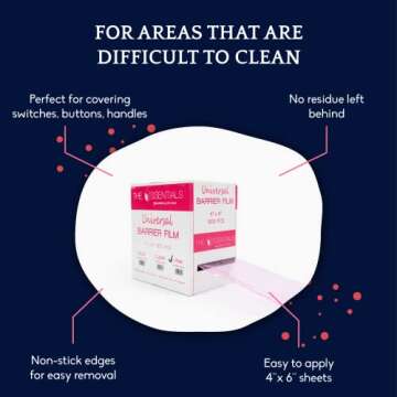 The Essentials Barrier Film Roll with Dispenser Box, 4"x 6" Perforated Sheets Adhesive Barrier Film for Dental, Medical & Tattoo Purposes, 1200 pcs, Pink