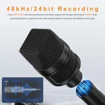 COMICA Revo S Wireless Handheld Microphone with USB-C Receiver,48kHz/24bit Recording, 15H Battery Life, Reporter Mic for Street Interview/Podcasting, Compatible with iPhone 15/16, USB-C Android Phone