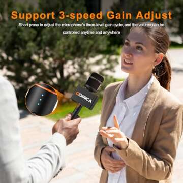 COMICA Revo S Wireless Handheld Microphone with USB-C Receiver,48kHz/24bit Recording, 15H Battery Life, Reporter Mic for Street Interview/Podcasting, Compatible with iPhone 15/16, USB-C Android Phone