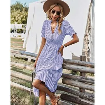 Sexyasasii Women’s Striped Summer Midi Dress - Stylish Comfort