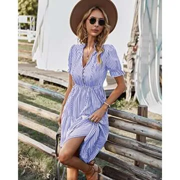 Sexyasasii Women’s Striped Summer Midi Dress - Stylish Comfort