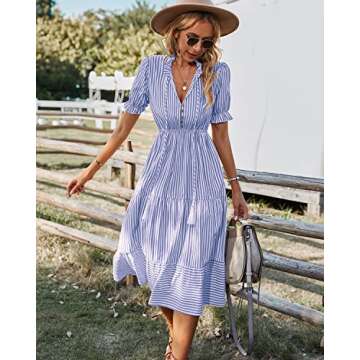 Sexyasasii Women’s Striped Summer Midi Dress - Stylish Comfort
