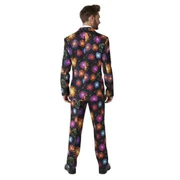 SUITMEISTER Men's Fireworks Suit - Slim Fit Celebration Outfit - Festive Design