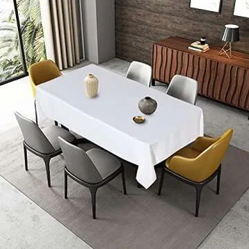 Fitable Rectangle 6 Feet Tablecloth 60x102 inch Tablecloth Stain and Wrinkle Resistant Washable Polyester Table Cloth, Decorative Fabric Table Cover for Dining Table, Buffet Parties and Camping White