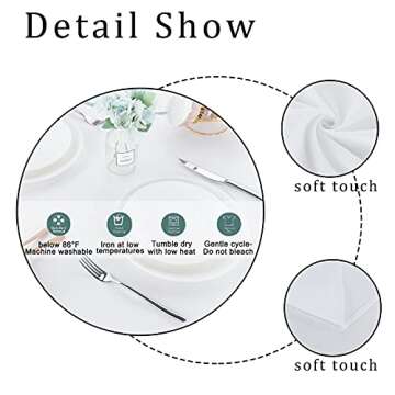 Fitable Rectangle 6 Feet Tablecloth 60x102 inch Tablecloth Stain and Wrinkle Resistant Washable Polyester Table Cloth, Decorative Fabric Table Cover for Dining Table, Buffet Parties and Camping White