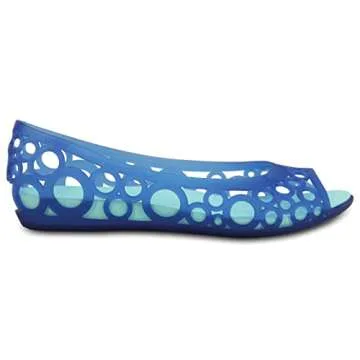 CROC Womens Adrina Open Toe Slip On Flat Shoes - Cerulean Blue/Ice Blue