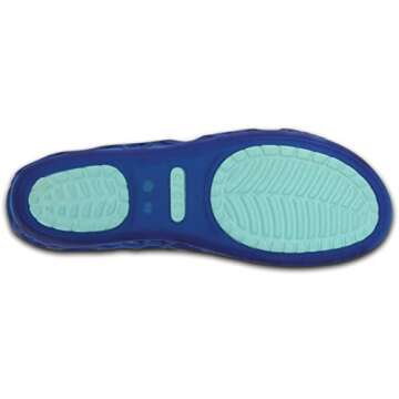 CROC Womens Adrina Open Toe Slip On Flat Shoes, Cerulean Blue/Ice Blue, US 5